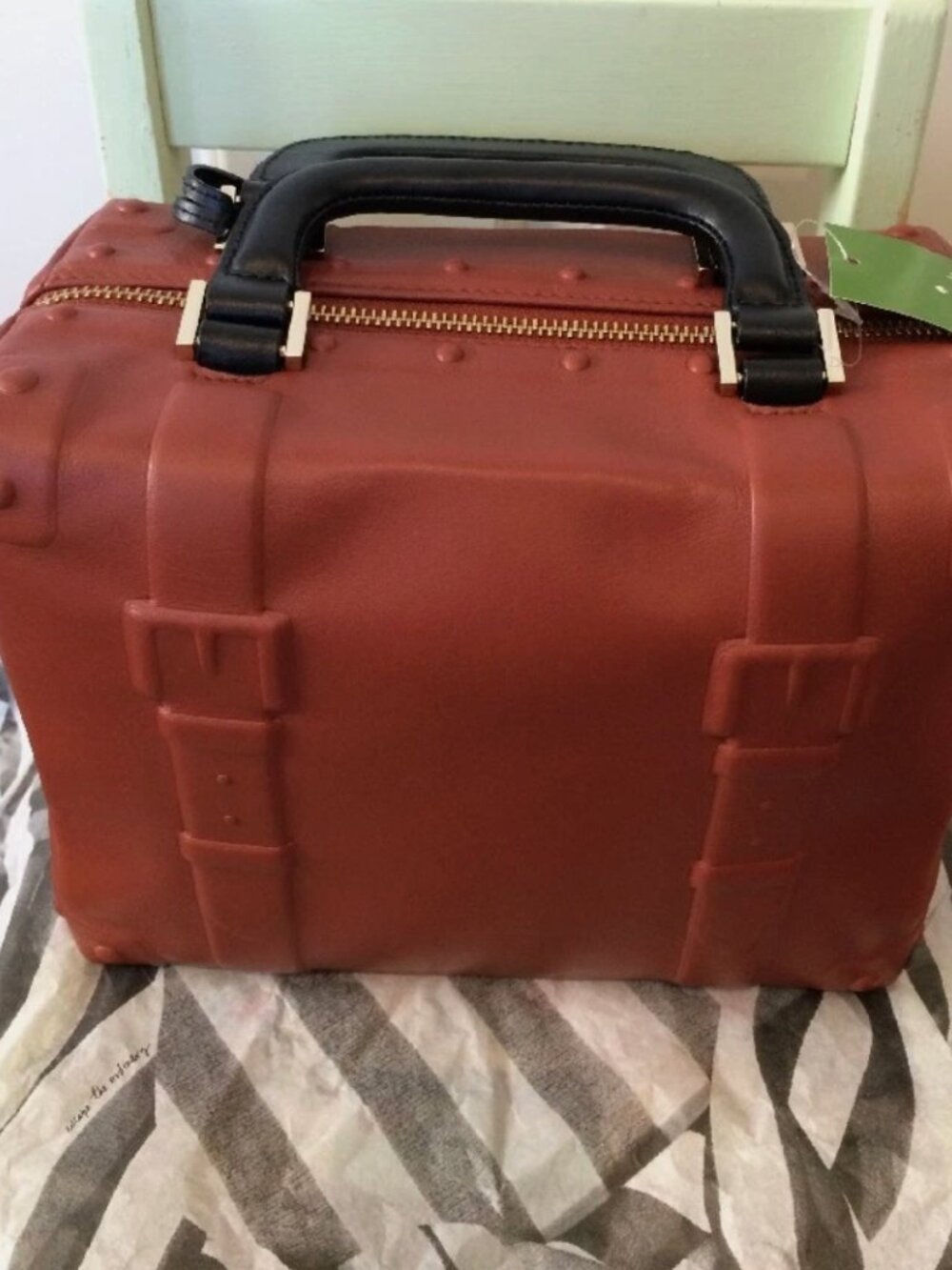 kate spade tiny trunk purse bag novelty chestnut brown like new no tags